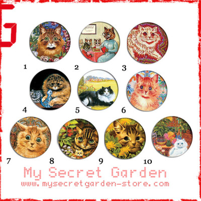 Louis Wain- Cat Art Painting Pinback Button Badge Set 1a or 1b ( or Hair Ties / 4.4 cm Badge / Magnet / Keychain Set ) Louis Wain- Cat Art Painting Pinback Button Badge Set 1a or 1b ( or Hair Ties / 4.4 cm Badge / Magnet / Keychain Set )